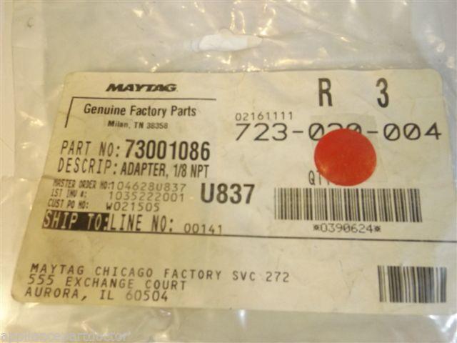 Maytag Jenn Air Gas Stove 73001086 Adapter, 1/8 Npt NEW IN BOX Maytag Jenn Air Gas Stove 73001086 Adapter, 1/8 Npt NEW IN BOX